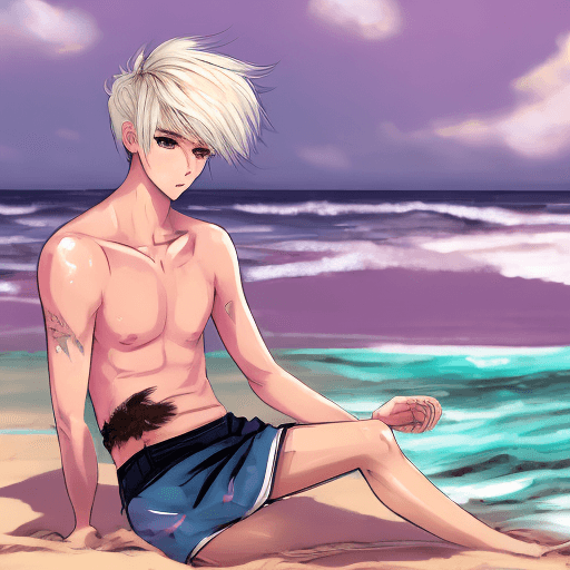 AI generated: semi-realistic, aesthetic, uncanny, mid 20s, male, man, short black hair, fluffy hair, blonde streak...