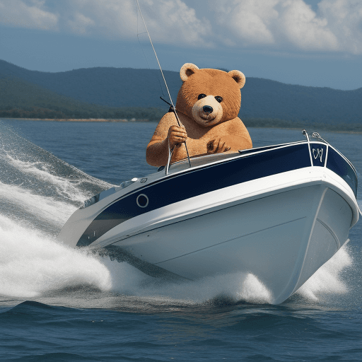 AI generated: un oso pescando en un yate