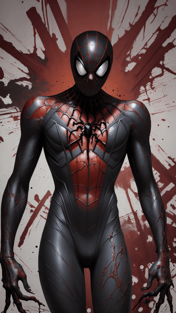 AI generated: in a complex marvel background portrait  of evil vanquished Miles Morales, demonic  features, extrem...