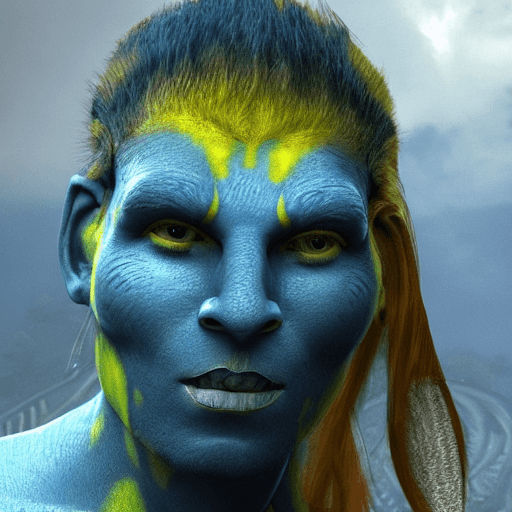 AI generated: A na'vi character, blue skin