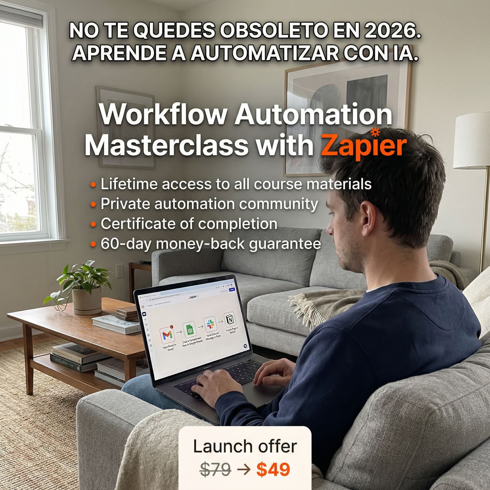 AI generated: High-conversion SaaS course ad.

Scene:
Realistic iPhone-style photo of a North American man (~30 ye...