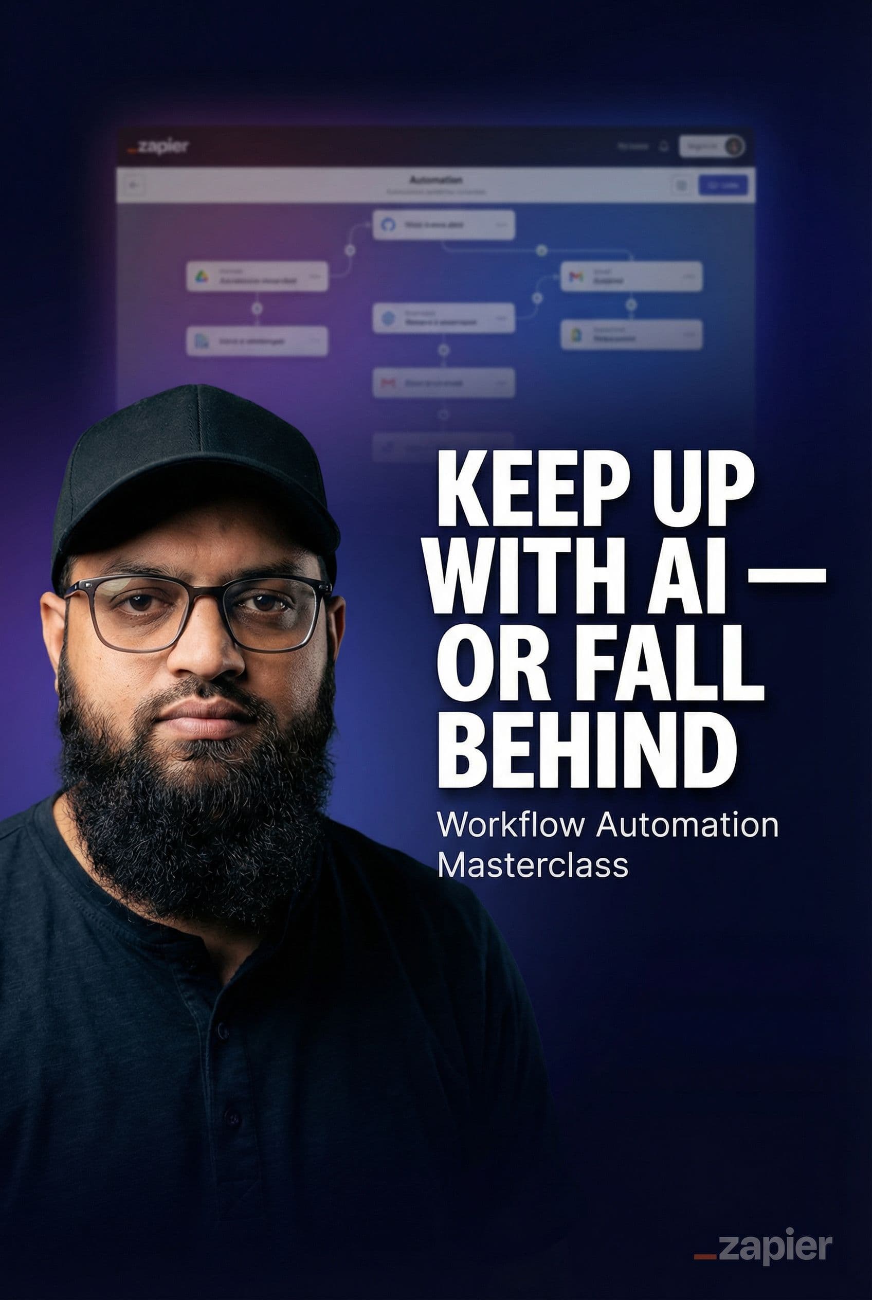 AI generated: High-conversion YouTube thumbnail for an AI & automation course.

Main headline (large, bold, ultra-...