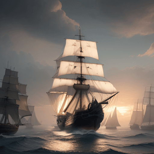 AI generated: Photo of a ultra realistic sailing ship, dramatic light, pale sunrise, cinematic lighting, battered,...