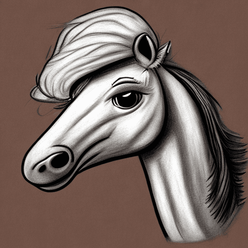 AI generated: A closeup drawing of a comedic horse with enflared nostrils, in the style of comics, quirky expressi...