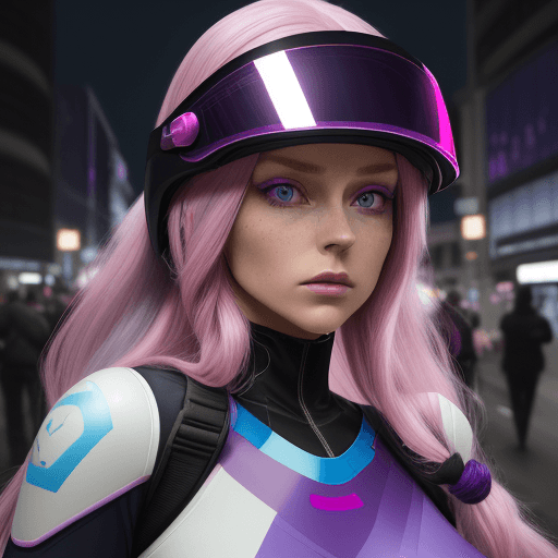 AI generated: Hyper realistic pink, purple, blue and black. bealtiful woman with long  hair with the shade dark pu...