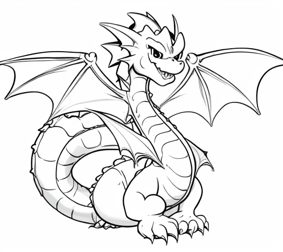 AI generated: cartoon sweet baby dragon with mario bross clouth with only the lines so i can paint it and fit the ...