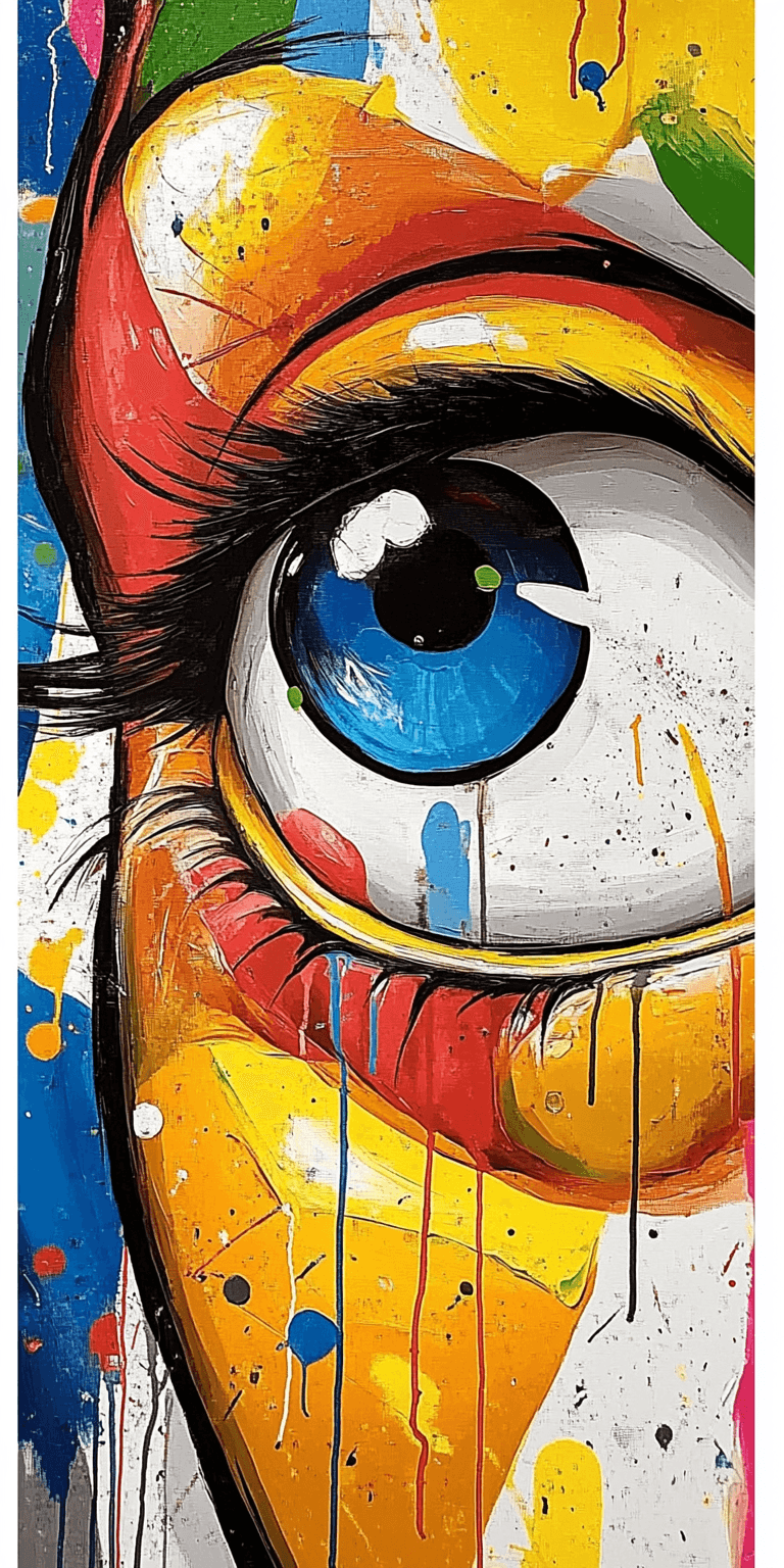 AI generated: abstract painting, in the style of Joan Miró, colorful --chaos 75 --ar 1:2 --style raw --profile rsy...