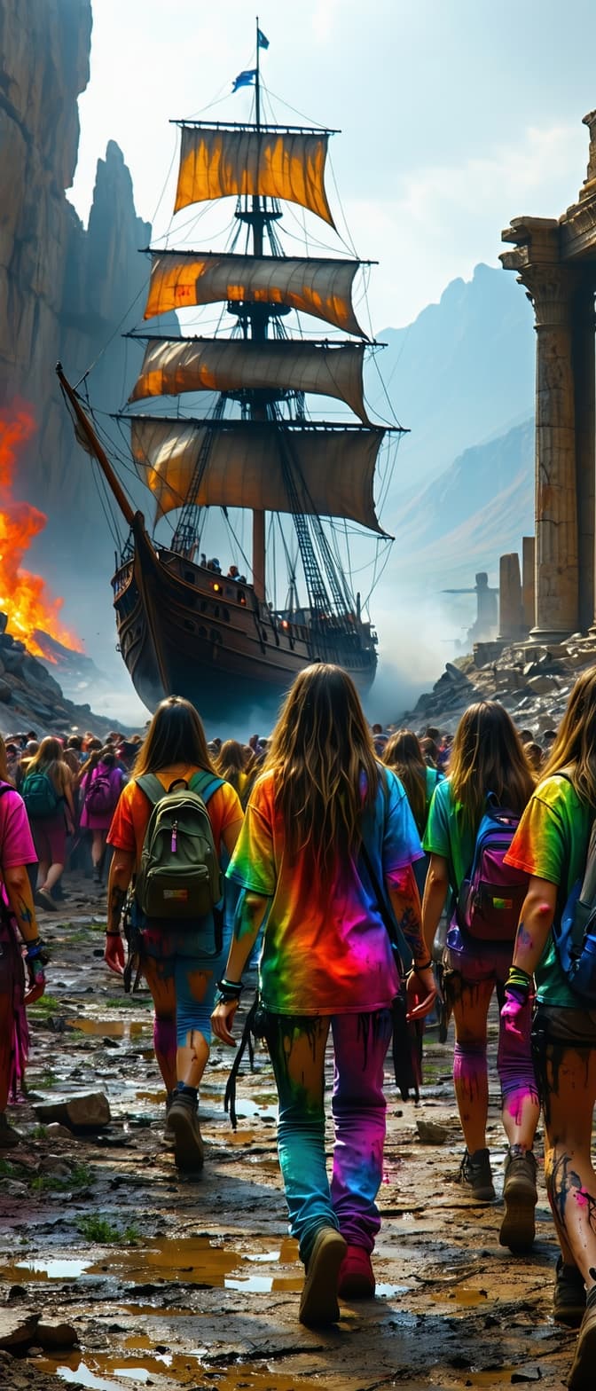 AI generated: Photo of a ultra realistic sailing ship, dramatic light, pale sunrise, cinematic lighting, battered,...