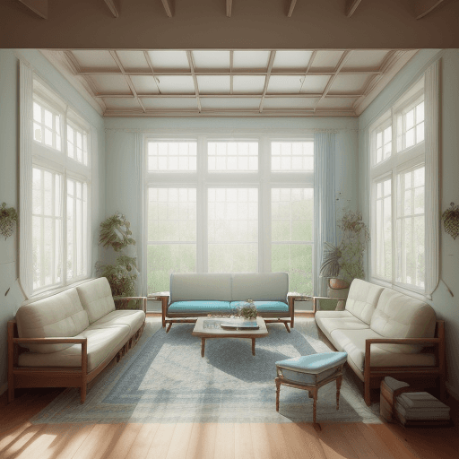 AI generated: High resolution photography interior design, dreamy sunken living room conversation pit, wooden floo...