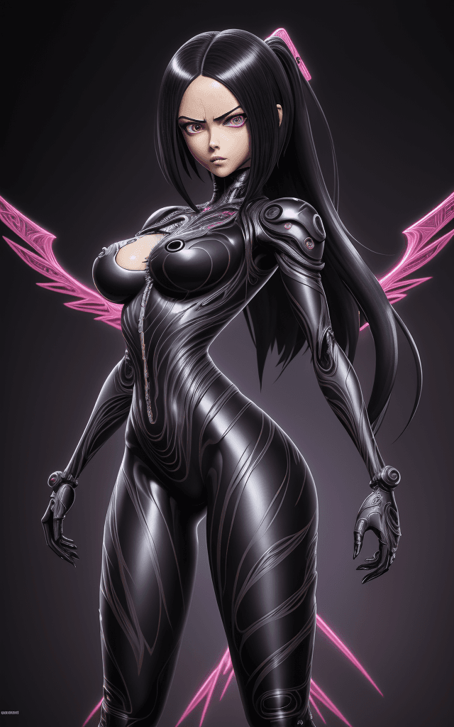 AI generated: full-body UHD Alita The Battle Angel: close-full-body, anime style, vector, slick bold design, gloss...