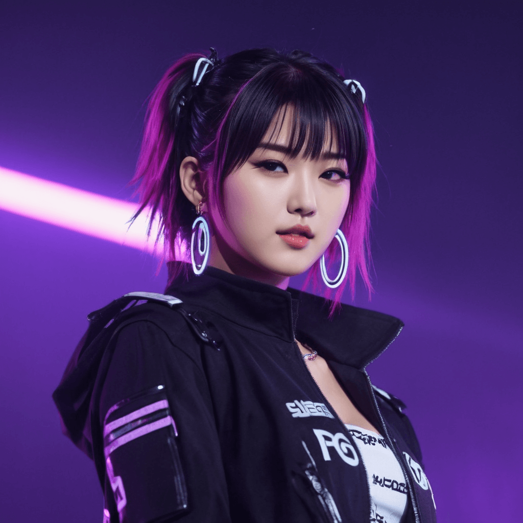 AI generated: neonpunk style {20-year-old Japanese pop idol, on stage, lively dance, singing, cute appearance, ene...