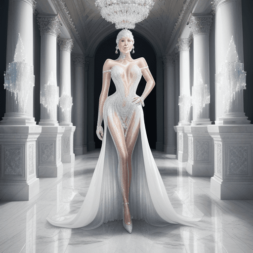 AI generated: masterpiece, stunning full body portrait of a gorgeous lady in outfit of crystals swarovski, sultre ...