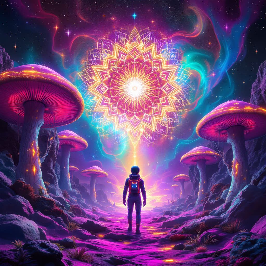 AI generated: High resolution. A hyper-detailed, psychedelic artwork perfect for a Goa trance and psytrance music ...