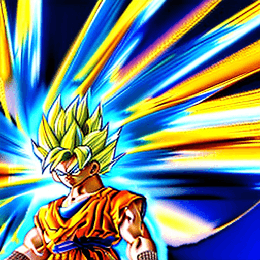 AI generated: hyper-realistic image of Goku in his Super Saiyan 2 form, with yellow hair, green eyes, fair skin an...