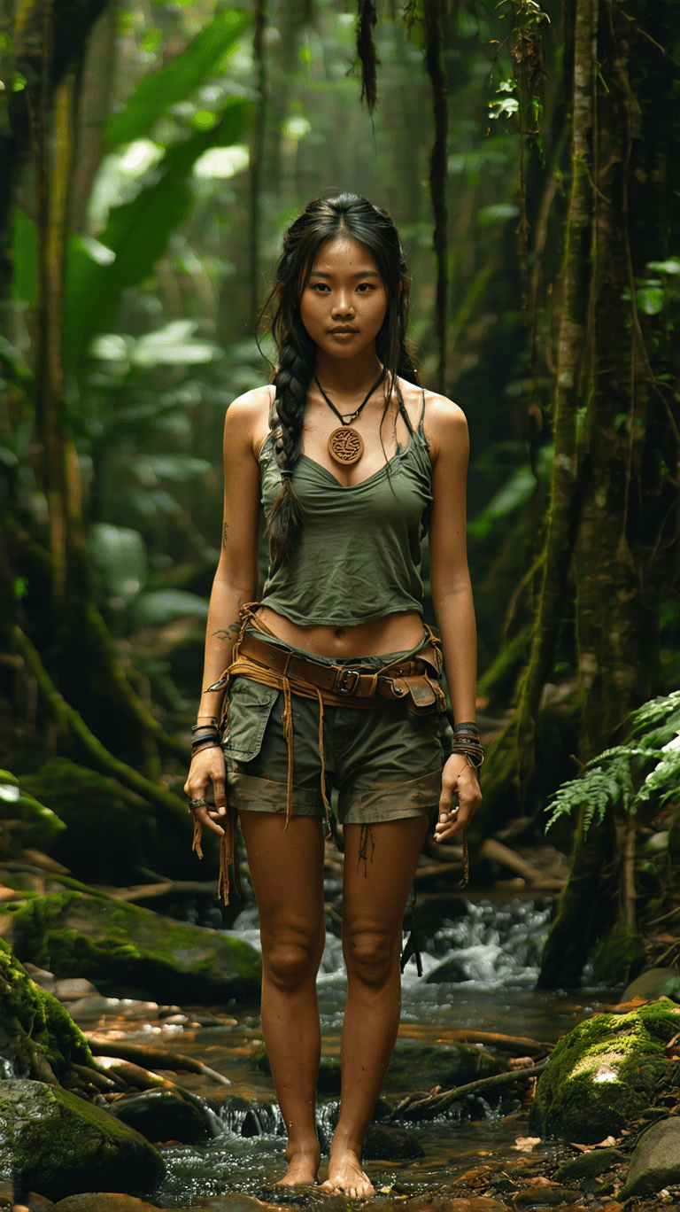 AI generated: A cinematic, full-length photo of a modern-day Jane, a 25-year-old Singaporean woman, standing confi...
