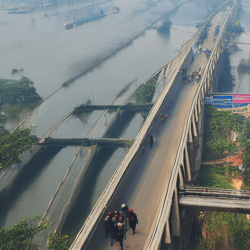 AI generated: Long Biên bridge in Hanoi, Vietnam