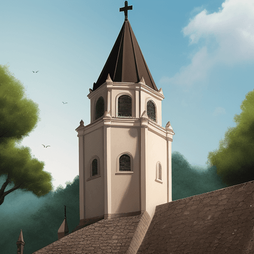AI generated: ilustración de rata en un campanario de una iglesia