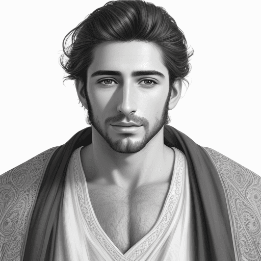 AI generated: sketch of a beautiful Spanish man, hyper-realistic, detailed, white background 
