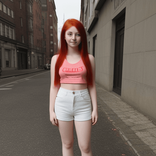 AI generated: full body photo of a 20 years old girl, red haired