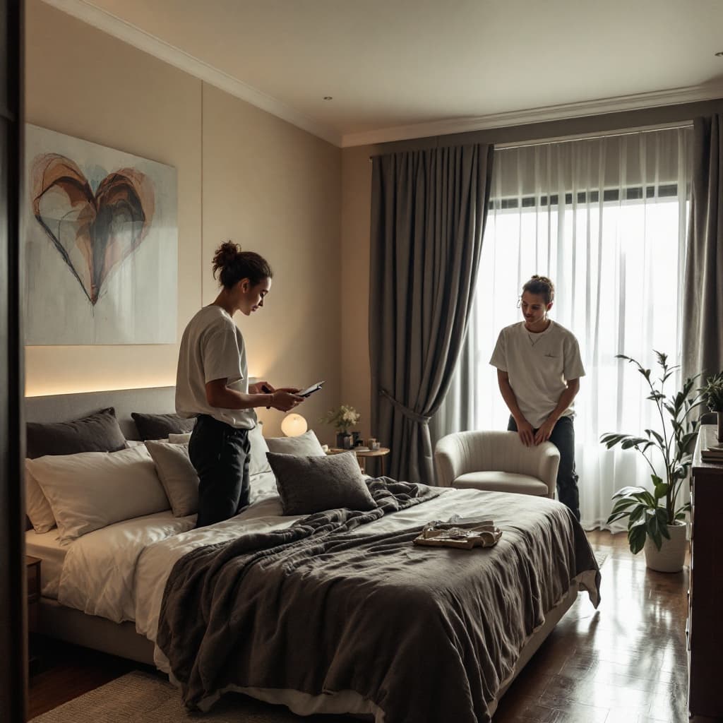 AI generated: aespa members in biki inside a bedroom