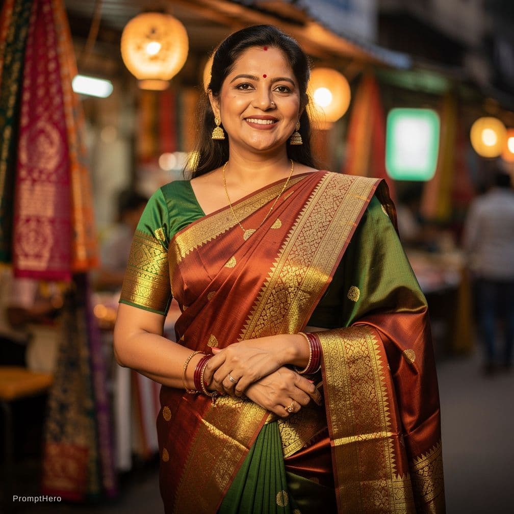 AI generated: Hot desi aunty in saree showing navel and hips 