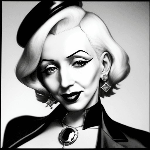 AI generated: Old black and white photography of (Marilyn Manson: Marilyn Monroe: 0.5), expensive jewelry, looking...