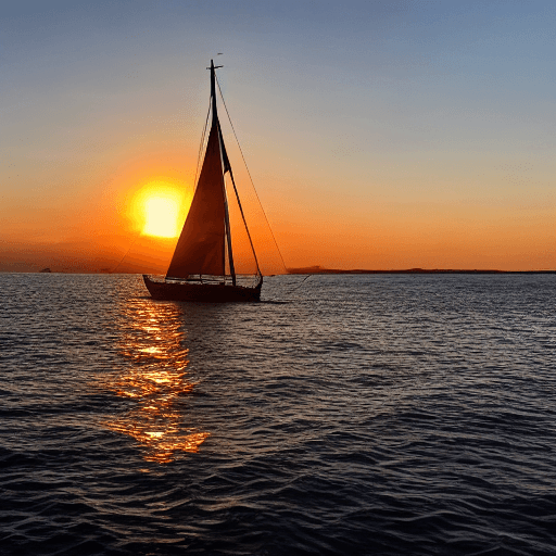 AI generated: 
a sailboat floating at sunset
