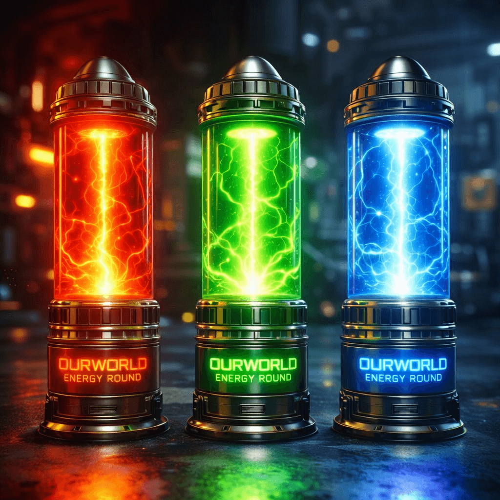 AI generated: Use the reference image to create an image of Sci-fi energy rounds for engery weapon cartages in Red...