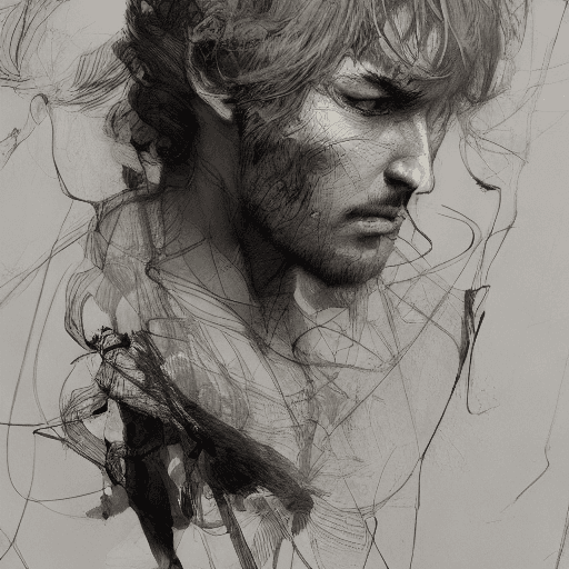 AI generated: portrait of renaud sechan, pen and ink, intricate line drawings, by craig mullins, ruan jia, kentaro...