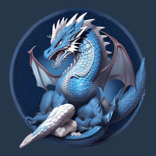 AI generated: A diaper with the image with a blue dragon on the front and the image of blue dragon scales on the b...