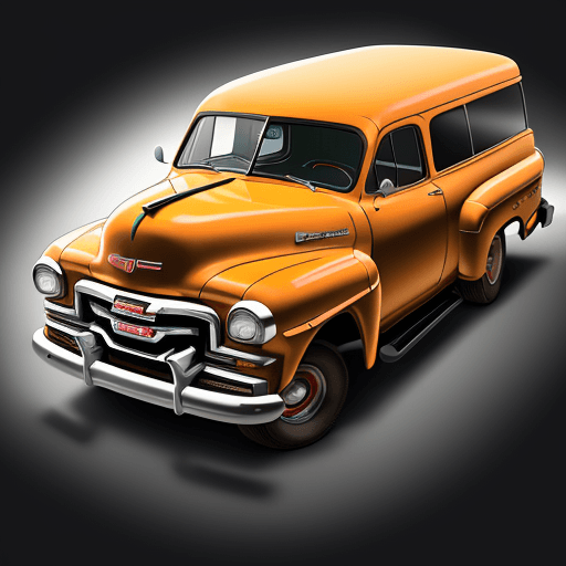AI generated: graphic design t-shirt, flat design ,old GMC suburban 1951car, Miami street, colorful hues, highly d...