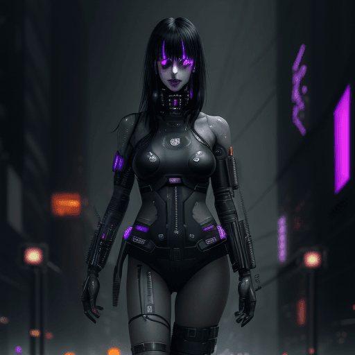 AI generated: Female, Cyberpunk Night City, black hole, singularity, apocalypse, nihilism, Cthuru, grand worldview...