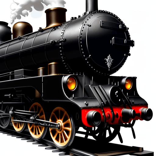 AI generated: A 1920s steam locomotive model crafted in black metal with meticulous detail, vector looking image