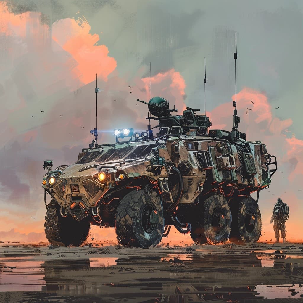 AI generated: cyberpunk military vehicles