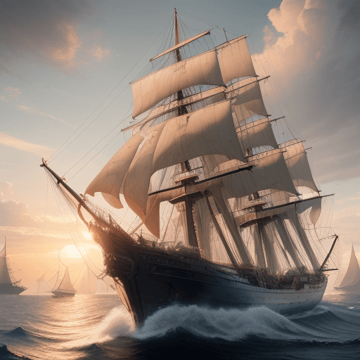 AI generated: Photo of a ultra realistic sailing ship, dramatic light, pale sunrise, cinematic lighting, battered,...
