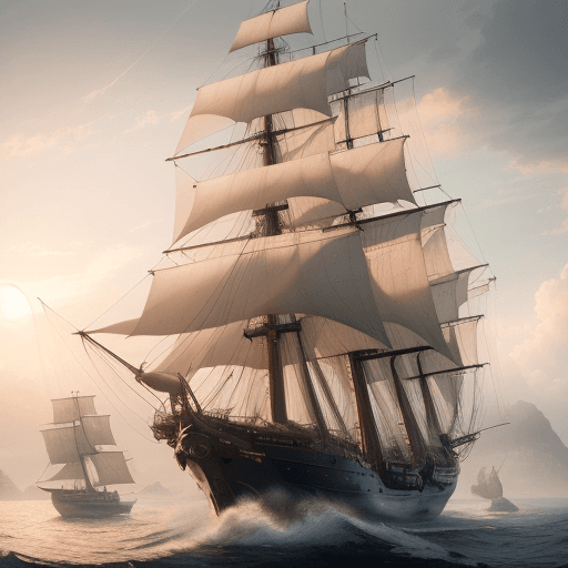 AI generated: Photo of a ultra realistic sailing ship, dramatic light, pale sunrise, cinematic lighting, battered,...