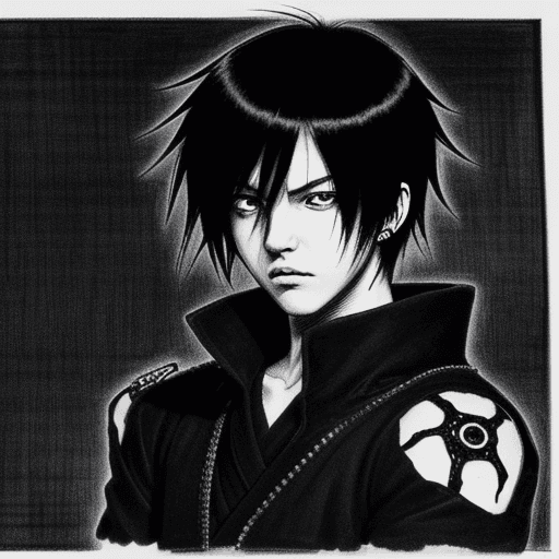 AI generated: old manga style drawing of a guy with emo hair like killy from blame! in a  really dark and menacing...