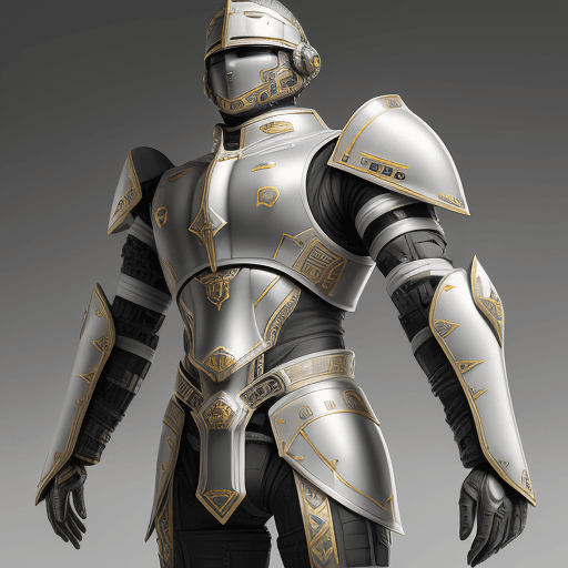 AI generated: A futuristic armor inspired by ancient Roman soldier attire combines advanced protection with styliz...