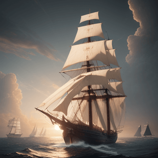 AI generated: Photo of a ultra realistic sailing ship, dramatic light, pale sunrise, cinematic lighting, battered,...