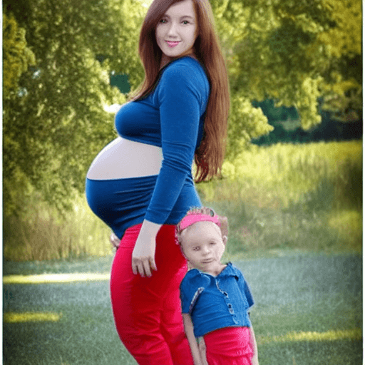 AI generated: pregnant little girl show her belly