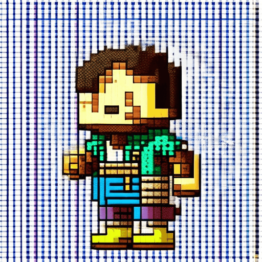 AI generated: 8bit character with huge pixel size, 32x32 pixel