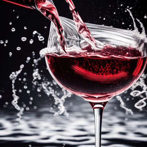 AI generated: an amazing photo of a pouring ruby wine in a traditional wine glass, food photography, gourmet, f2.8...