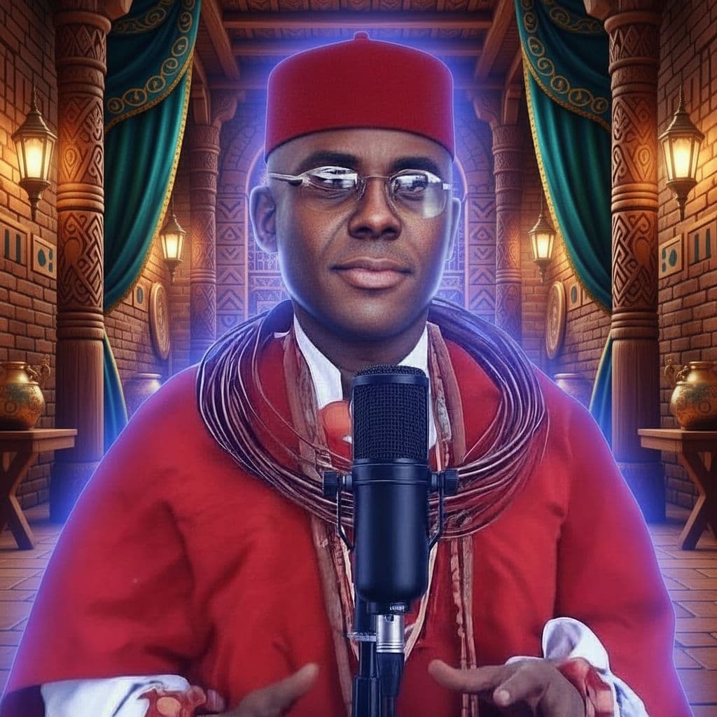AI generated: recreate image with a more african palace background in a lavish palace 