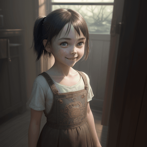AI generated: Photo of a ultra realistic little girl, tasteful pose, oiled, standing for mirror, smug, happy face,...