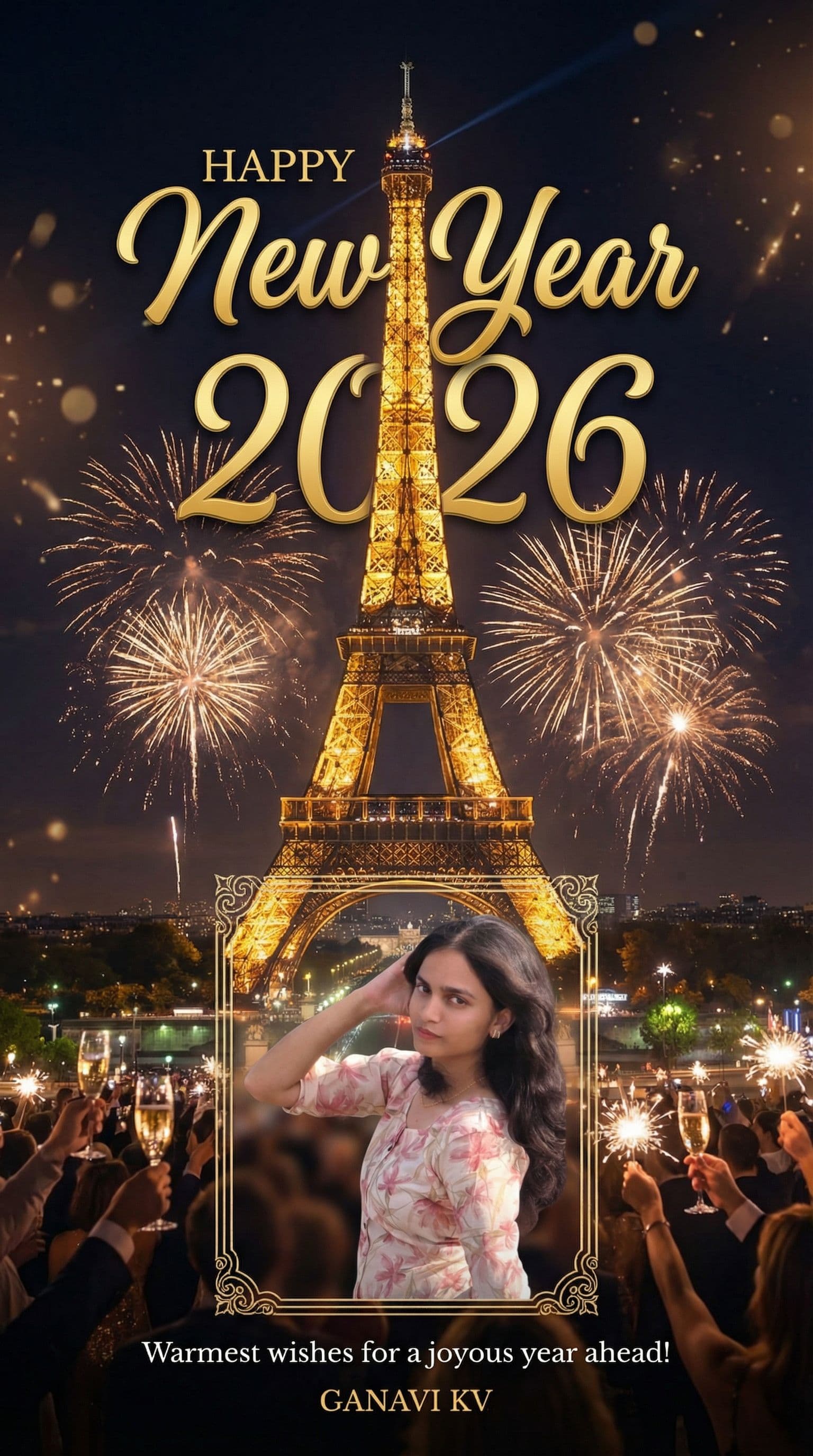AI generated: MAKE A NEW YEAR GREETING CARD with a message for new year 2026.
Let new year be celebrated in Paris ...