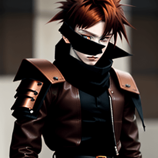 AI generated: Solo anime boy, high quality 2d, high resolution, copper hair, mohawk-fade hair, asymmetrical bangs,...
