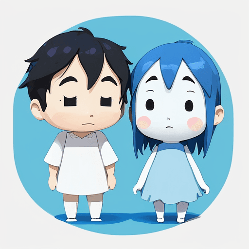 AI generated: Create a whimsical blue line art illustration of a cartoon character, one-hand drawing that is suita...