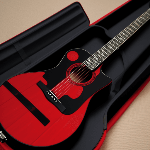 AI generated: acoustic guitar
japanse desing
plain black with red details

