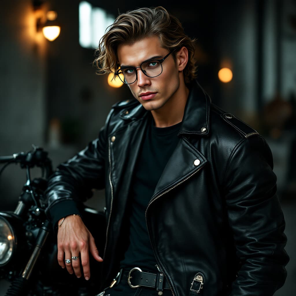 AI generated: Full-body, photography, profile of a  striking 19-year-old male Instagram model with an aristocratic...