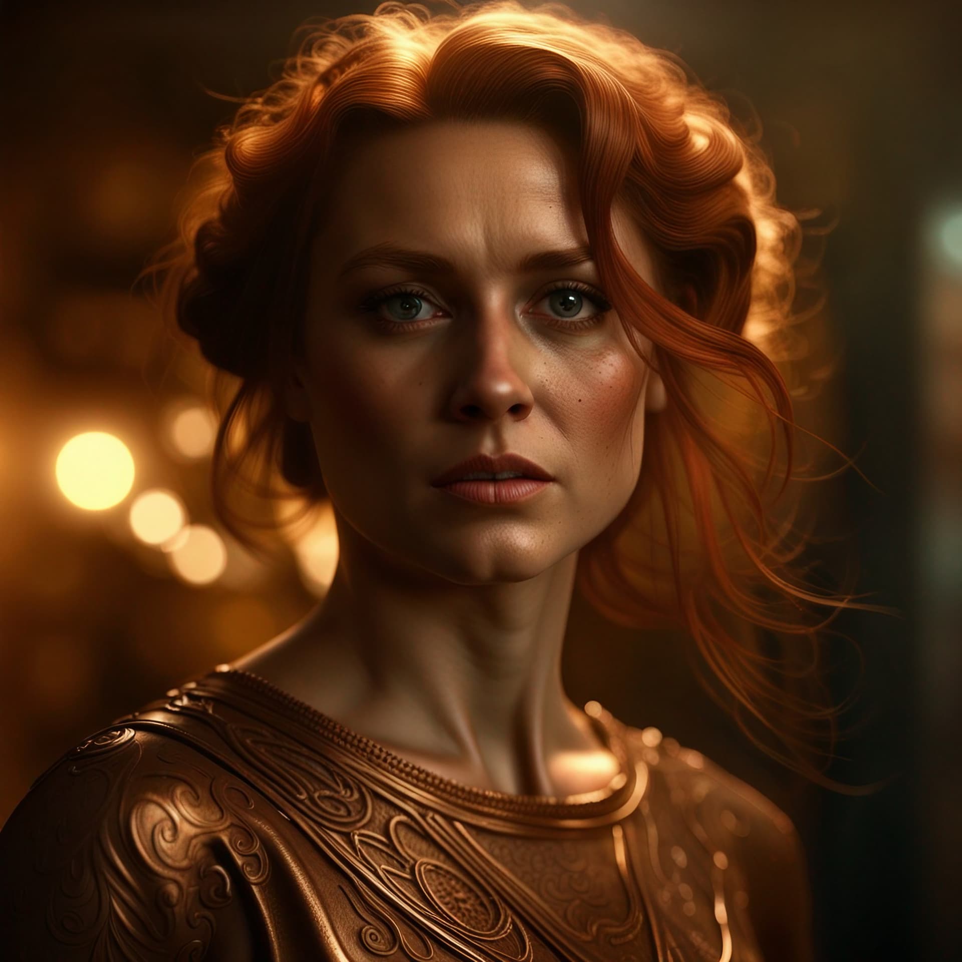 AI generated: Medium angle, light epic background, gorgeous lifelike, light bronze design, cinematic, hyperdetaile...